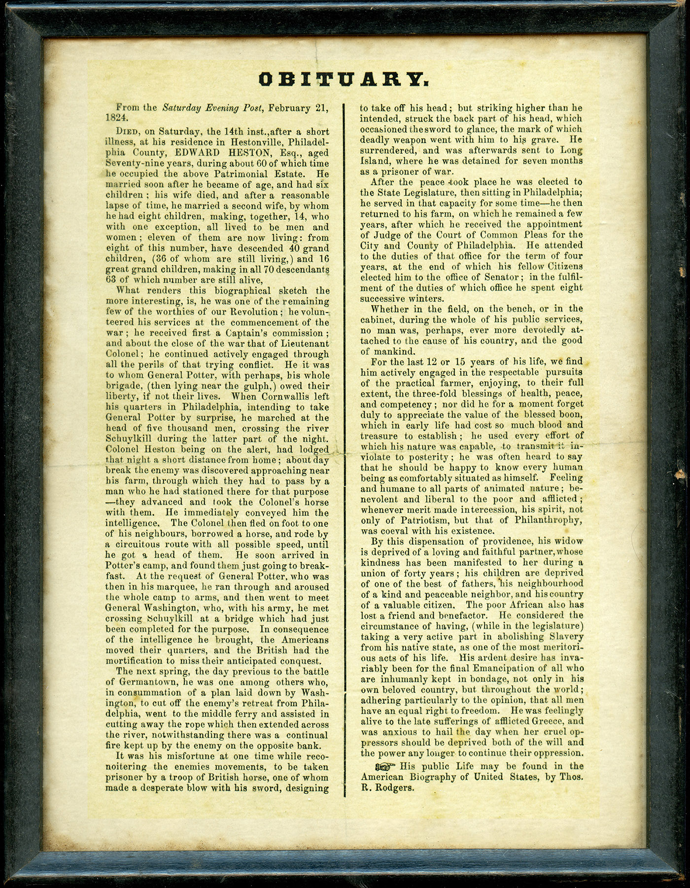 Edward Heston Obituary